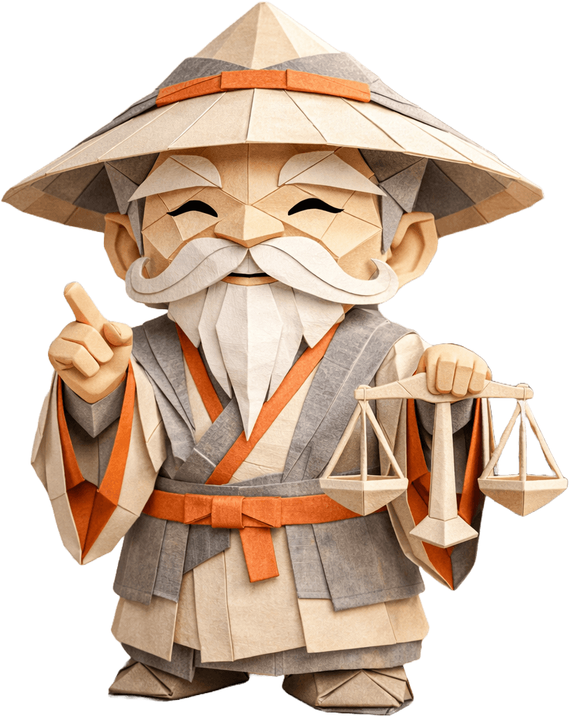 LawSens.ai Mascot - Wise sensei holding scales of justice